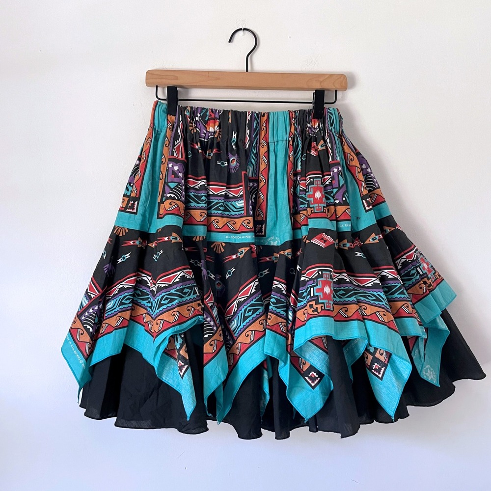 Handmade Vintage Southwestern Bandana Skirt Sz Small Native American Tribal OOAK